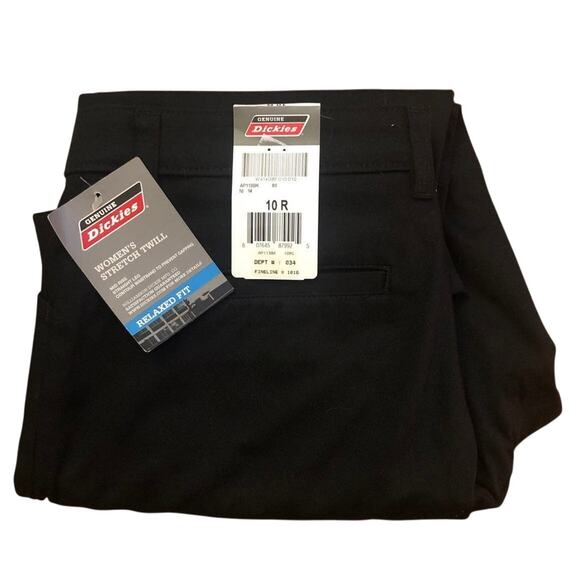 NWT Genuine Dickies black relaxed stretch twill straight leg size 10R ladies - Picture 1 of 9
